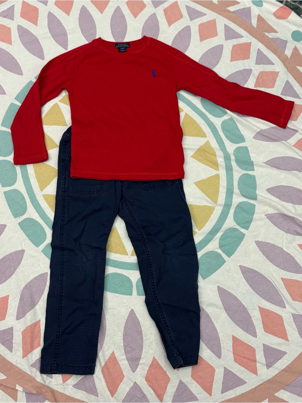 Polo by Ralph Lauren Kids Red Top with Navy Jeans